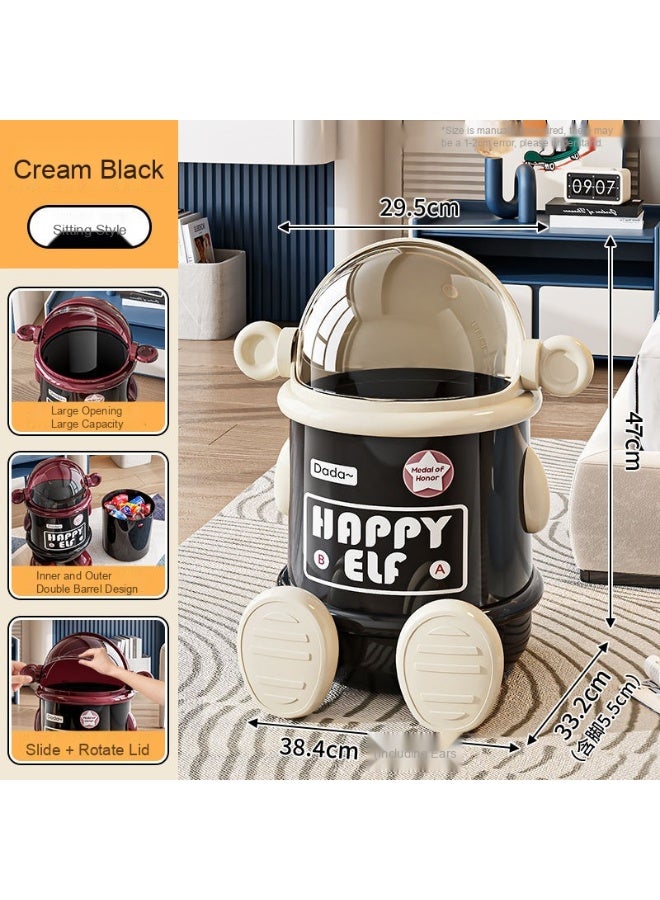 Astronaut Trash Can for Home, Living Room, Luxury Flip Lid, 2025 Creative Design, High-Capacity with Lid, Bedroom Trash Bin