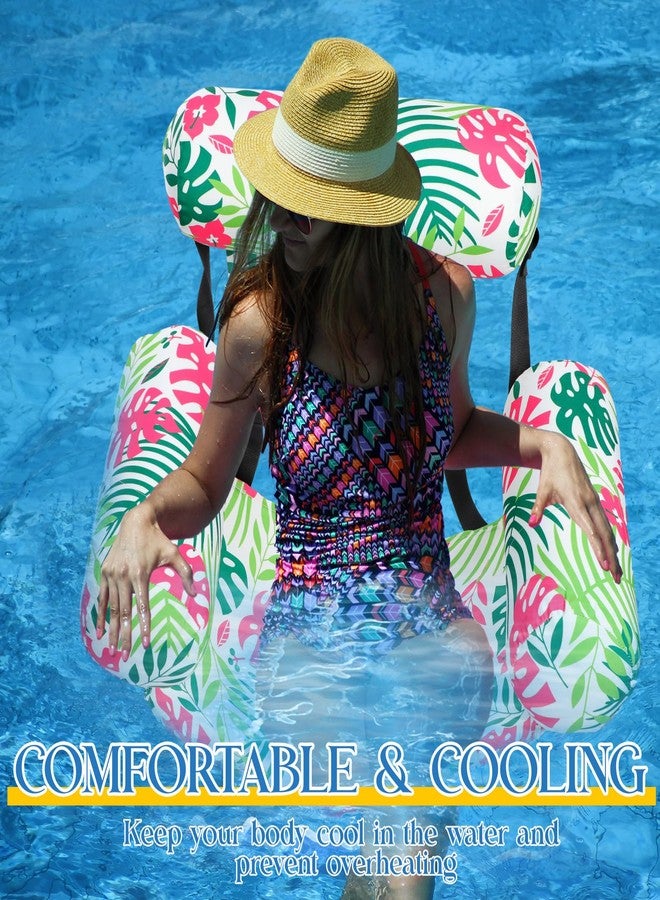 Lunmon Pool Chair Floats Adult Inflatable Aloha Floating Pool Chairs Water Float Lounger Adjustable Tropical Pattern Cloth Hammock Heavy Duty for Summer Water Beach Lake Party Fun(Pink) - Image 5
