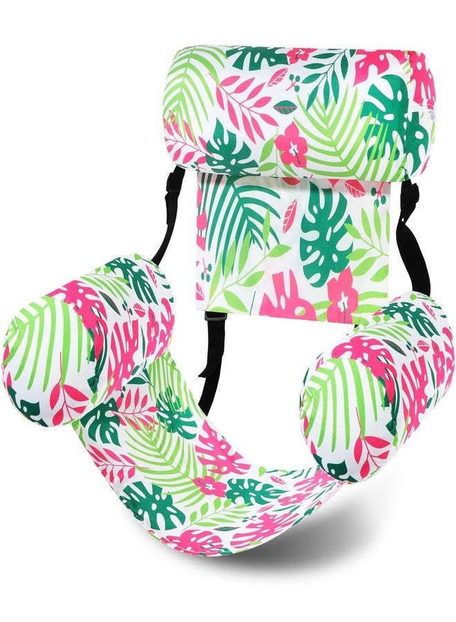 Lunmon Pool Chair Floats Adult Inflatable Aloha Floating Pool Chairs Water Float Lounger Adjustable Tropical Pattern Cloth Hammock Heavy Duty for Summer Water Beach Lake Party Fun(Pink) - Image 1