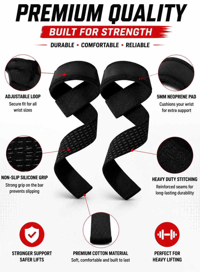 fdsport Lifting Wrist Straps Gym Wristbands for Weightlifting Pull Ups and Strength Training 2Pcs - Image 3