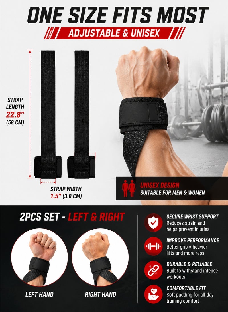 fdsport Lifting Wrist Straps Gym Wristbands for Weightlifting Pull Ups and Strength Training 2Pcs - Image 5