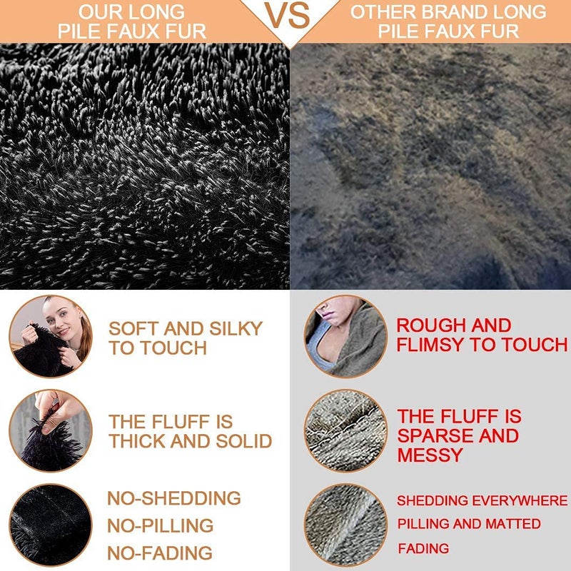 YUSOKI Black Faux Fur Throw Blanket,2 Layers,50" x 60", Soft Fuzzy Fluffy Plush Furry Comfy Warm Cozy Blanket for Couch Bed Chair Sofa Bedroom Mens Gift - Image 2