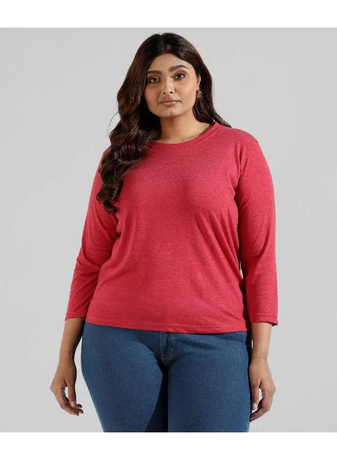 Instafab Plus Women's Crimson Red Basic Lounge Top