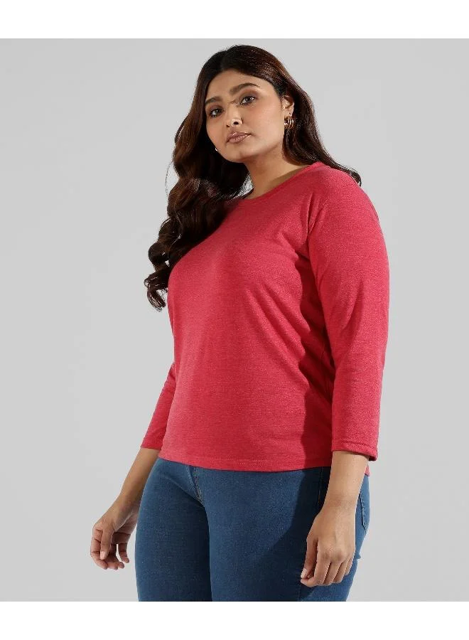Instafab Plus Women's Crimson Red Basic Lounge Top