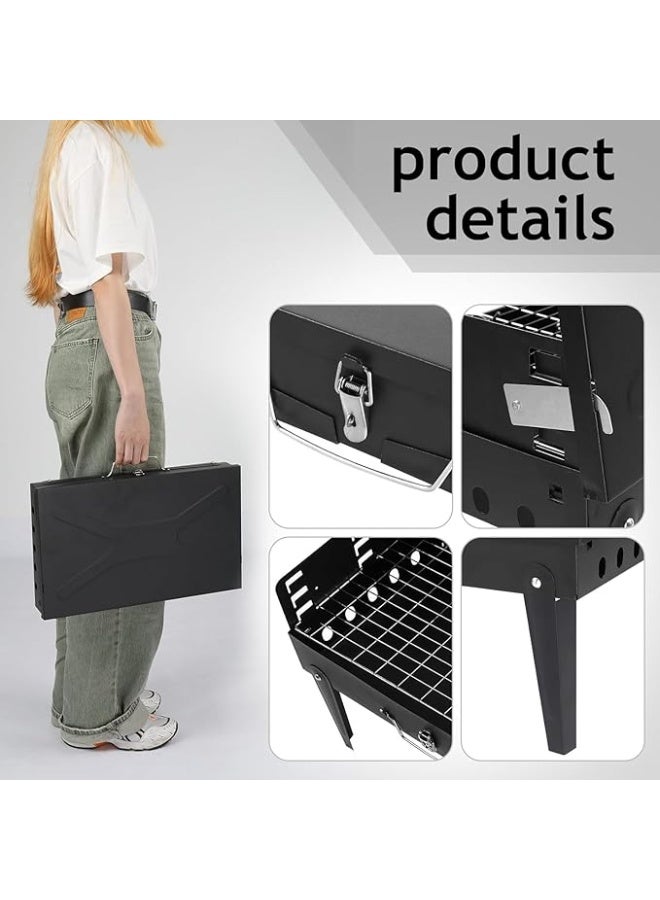 يوريفو شواية فحم محمولة، شواية شواء خارجية قابلة للطي مع ملحقات الشواء وغطاء للطهي والتخييم والنزهات والمشي لمسافات طويلة وحفلات الشاطئ والفناء، لون أسود - Image 3