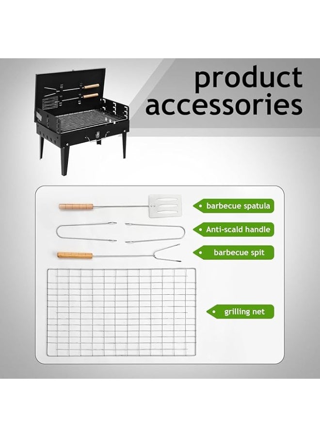 يوريفو شواية فحم محمولة، شواية شواء خارجية قابلة للطي مع ملحقات الشواء وغطاء للطهي والتخييم والنزهات والمشي لمسافات طويلة وحفلات الشاطئ والفناء، لون أسود - Image 4