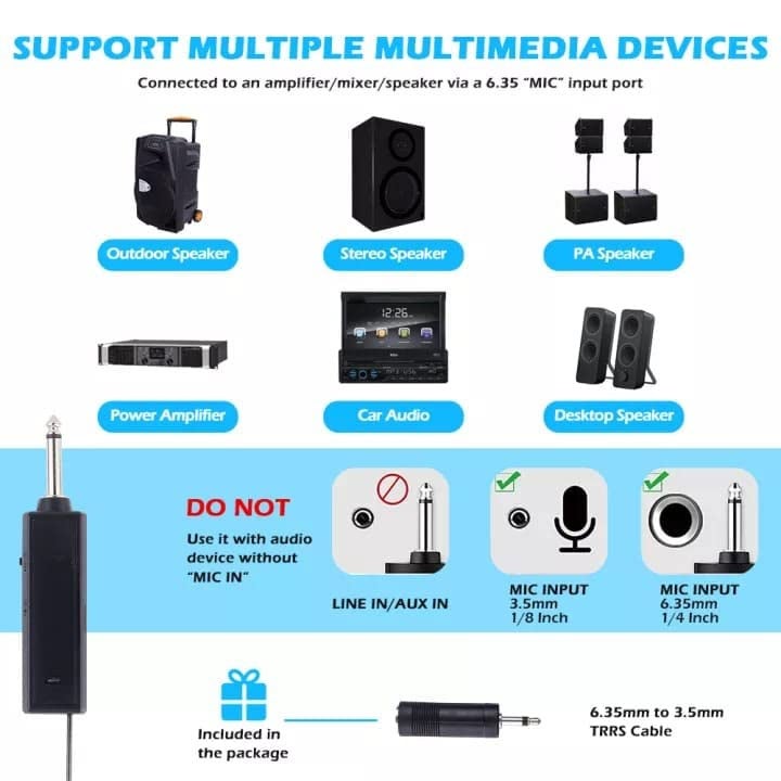 kh UHF Wireless Microphone Handheld Microphone Wireless with Rechargeable Receiver Rechargeable Mic System for House Parties, Outdoor Party, Singing, Classroom (Single Cordless) - Image 5