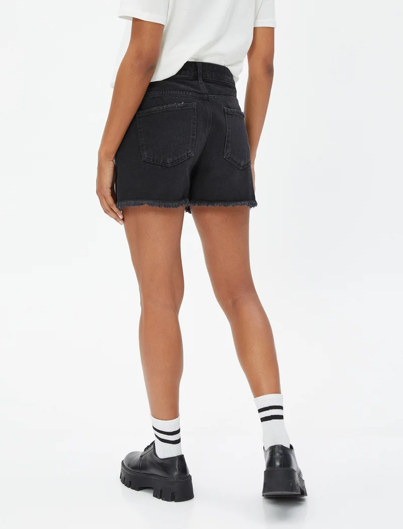 كوتون Cotton Denim Shorts Mini Pocket Detailed Cotton