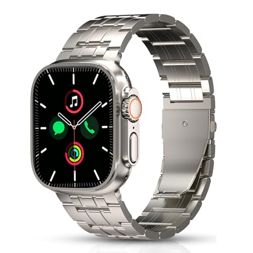 idudu Grade 5 Titanium Men Band for Apple Watch UltraUltra 2 Ultra 3 49mmAdjustable Band with Secure Clasp Lightweight Durable Titanium Metal Bracelet Strap Compatible iWatch Ultra Series 49mm - Image 1