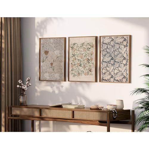Tanmart Vintage William Morris Wall Art Decor Boho Floral Botanical Canvas Pictures Abstract Neutral Flower Prints Vintage Farmhouse Artwork Painting for Living Room Bedroom 12x16 Inch Unframed Set of 3 - Image 5