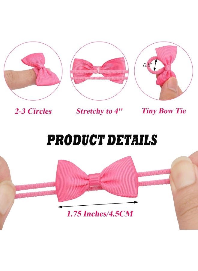 BBgifts 80PCS Tiny Hair Ties With Bows Baby Bows Rubber Bands Hair Ties Soft Elastics Ponytail Holders Hair Accessories for Infants Toddlers Baby Girls Multi-colored - Image 2