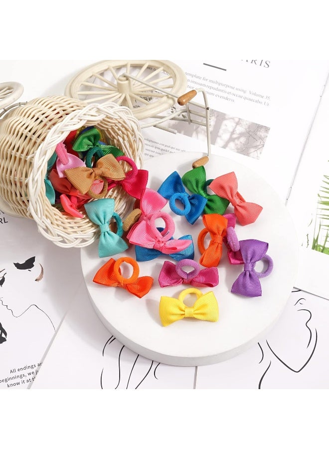 BBgifts 80PCS Tiny Hair Ties With Bows Baby Bows Rubber Bands Hair Ties Soft Elastics Ponytail Holders Hair Accessories for Infants Toddlers Baby Girls Multi-colored - Image 5