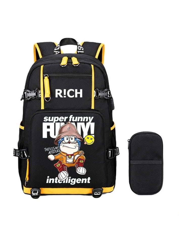 Donald Duck Junior High School Student Backpack Primary School Student Large Capacity School Bag Pencil Case Set 28*14*41cm 