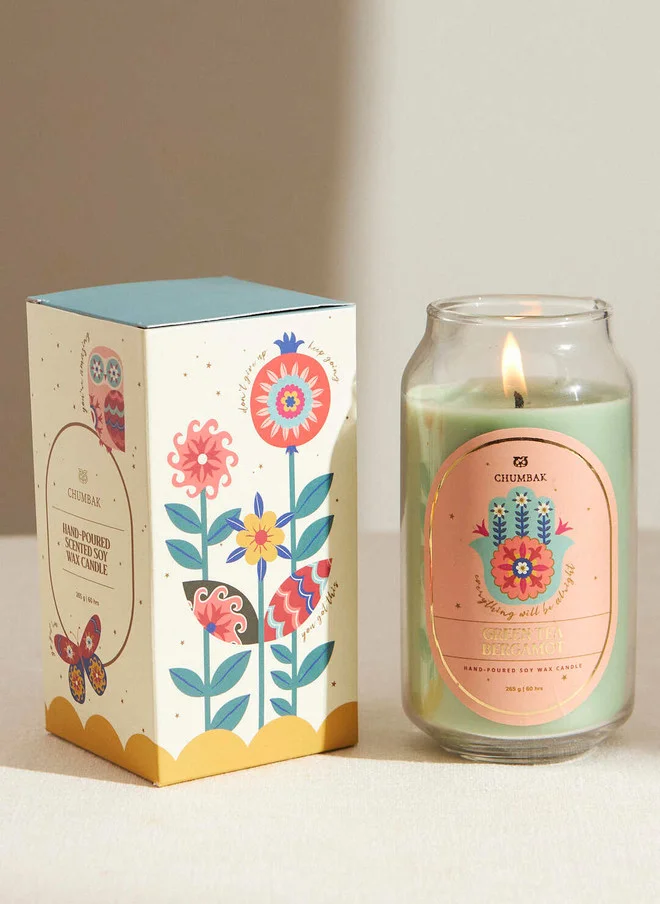Chumbak Green Tea & Bergamot Soy Wax Candle