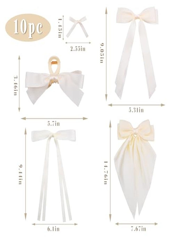 CHIROGRAPHY مجموعة CHIROGRAPHY من 10 قطع من مشابك الشعر المصنوعة من الساتان الحريري | مشابك شعر كبيرة على شكل فيونكة مع قبضة مانعة للانزلاق | مجموعة متنوعة من إكسسوارات الشعر للنساء والفتيات | - Image 3