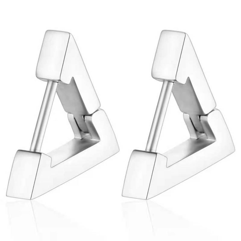 Black Punk Titanium Ear Cuffs Unisex Fashion Flat triangle ear buckle steel color one