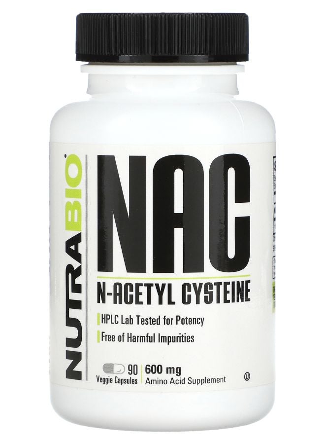 NutraBio NAC N-Acetyl Cysteine 600 mg 90 Veggie Capsules