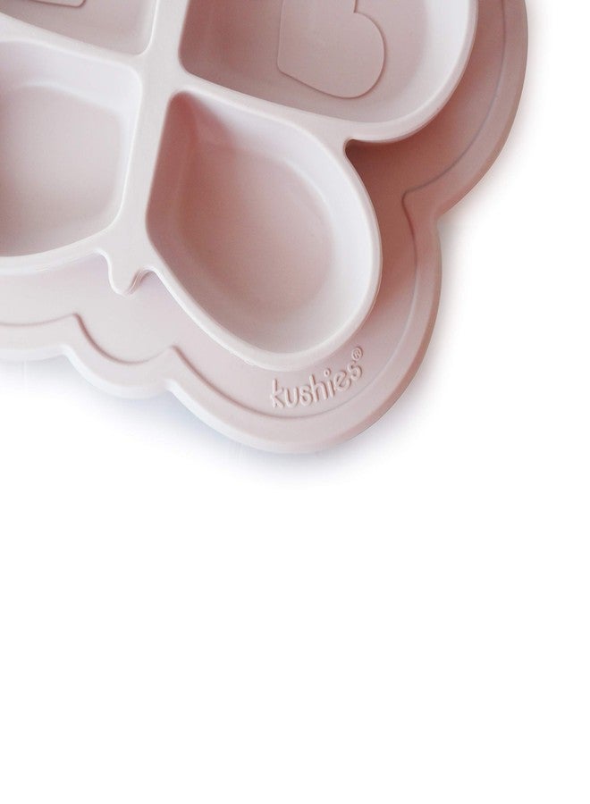 Kushies SILIPLATE Unbreakable, Fun Silicone Divided Plate with Suction for Baby and Toddler-Dishwasher + Microwave Safe, and Kids - Rose - Image 2