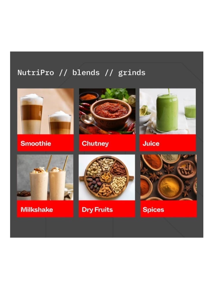 nutripro خلاط نوتري برو 500 واط | عصارة ومطحنة وجهاز صنع العصائر (ذهبي، 3 جرار) – ضمان لمدة عام - Image 5