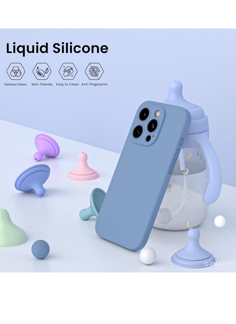 إيف متوافق مع جراب iPhone 15 Pro Max مقاوم للصدمات مع قطعتين من واقيات الشاشة، غطاء حماية كامل من مطاط السيليكون السائل المقاوم للماء لهاتف iPhone 15 Pro Max 6.7 بوصة - أزرق فرنسي - Image 2