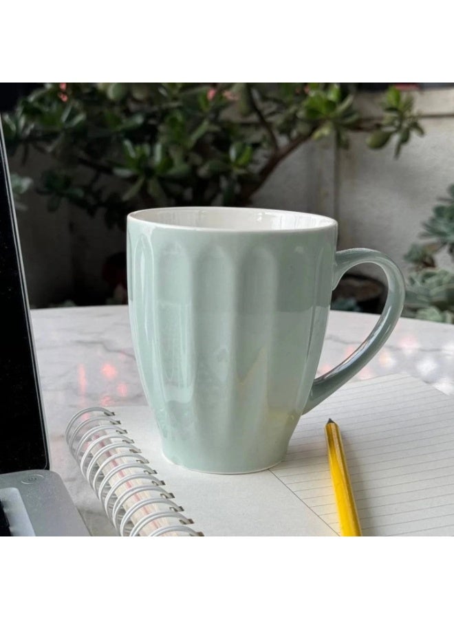 مج سيراميك عالي الجودة مقاوم للحرارة مقسم فلوتي 350 مل للقهوة والشاي اليومية في المنزل، المكتب، أو الهدايا مع تصميم عصري يجمع بين الأناقة والراحة - Image 2