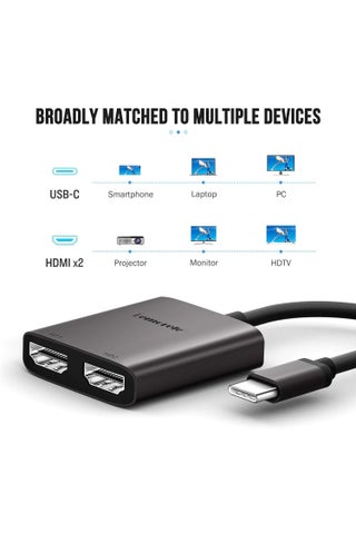 USB C to Dual HDMI Adapter, Dual Monitor Adapter Converter Supports 4K@60Hz and Dual 4K@30Hz, for MacBook HP Dell Surface Thinkpad Type C Laptops, [macOS only Support SST Mode] - view 2