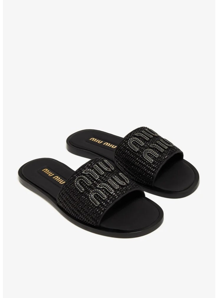 مياو مياو حذاء سليبر ميو ميو للنساء - أسود - Image 1