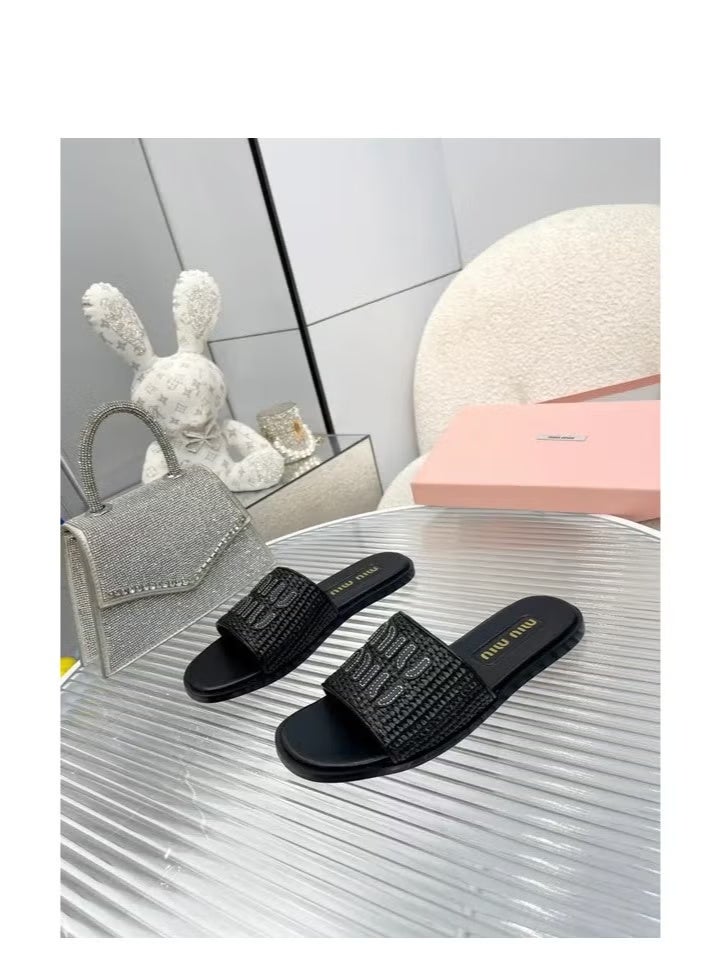 مياو مياو حذاء سليبر ميو ميو للنساء - أسود - Image 2