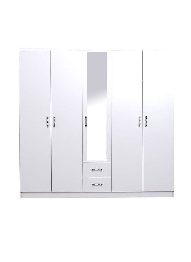 DANUBE HOME Astoria 5-Door Wardrobe Extra Sturdy Closet, Clothes Storage Cupboard Modern Design Space Saving Cabinet for Bedroom L 193.6 x W 53 x H 187.5 cm White  - Image 1