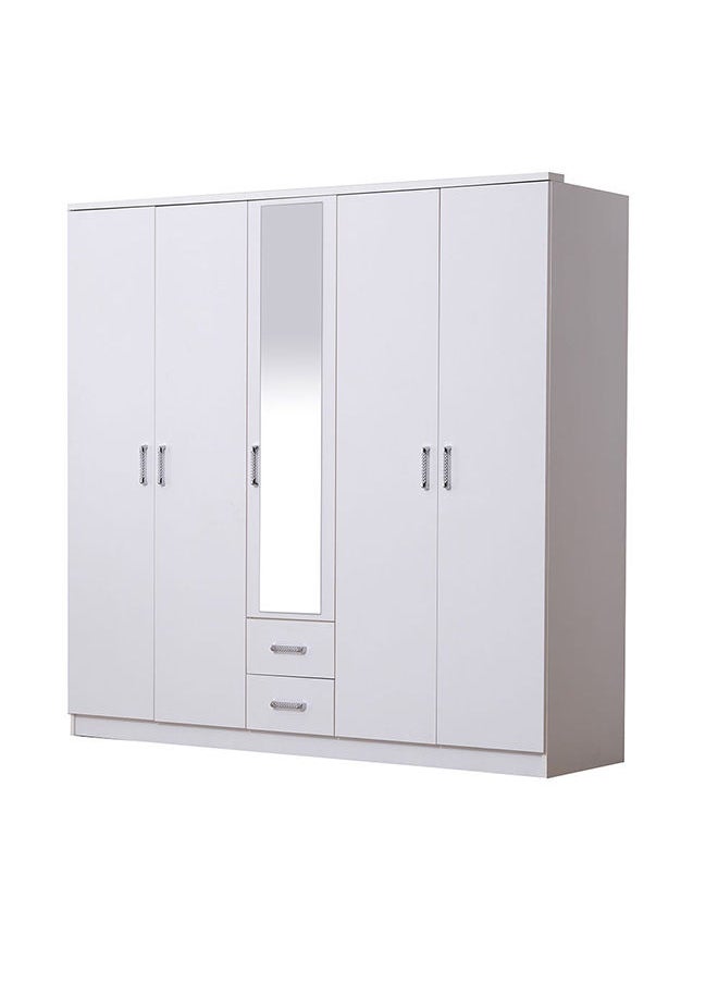 DANUBE HOME Astoria 5-Door Wardrobe Extra Sturdy Closet, Clothes Storage Cupboard Modern Design Space Saving Cabinet for Bedroom L 193.6 x W 53 x H 187.5 cm White  - Image 3