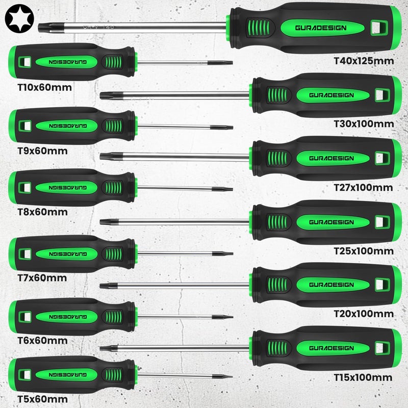 GURADESIGN 13 Pieces Magnetic Torx Screwdriver Set ï¼ŒT5 -T40 Star Screwdrivers - Image 2