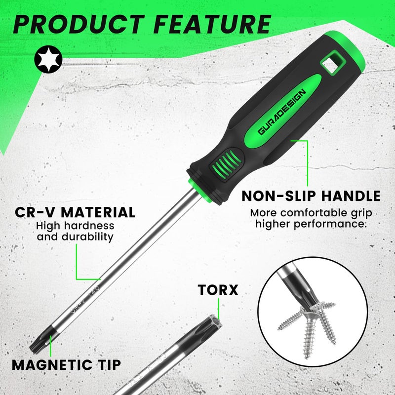 GURADESIGN 13 Pieces Magnetic Torx Screwdriver Set ï¼ŒT5 -T40 Star Screwdrivers - Image 3