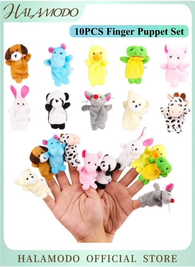 HALAMODO - 10PCS Finger Puppet Set Soft Plush Animals Finger Puppet Toys Mini Plush Figures Toy Assortment The Original Storytime Learning Aid Puppets for Teachers & Parents &  Students & Boys & Girls - Image 1