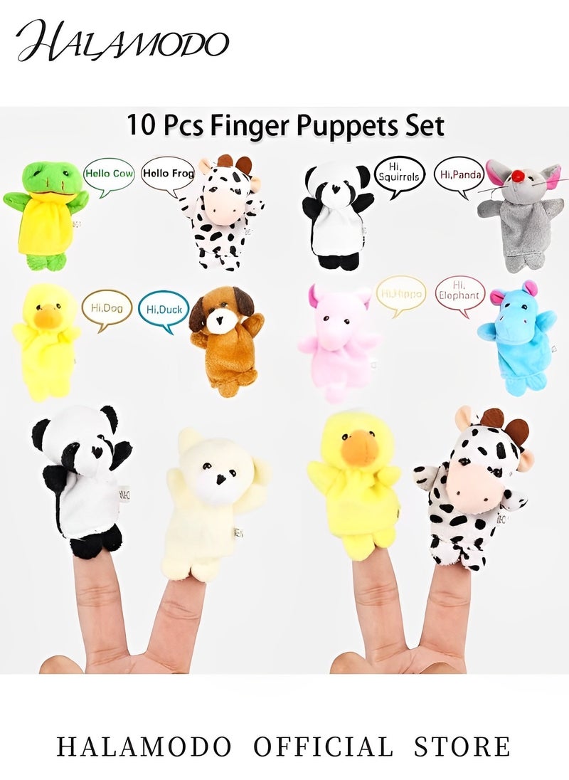 HALAMODO - 10PCS Finger Puppet Set Soft Plush Animals Finger Puppet Toys Mini Plush Figures Toy Assortment The Original Storytime Learning Aid Puppets for Teachers & Parents &  Students & Boys & Girls - Image 1