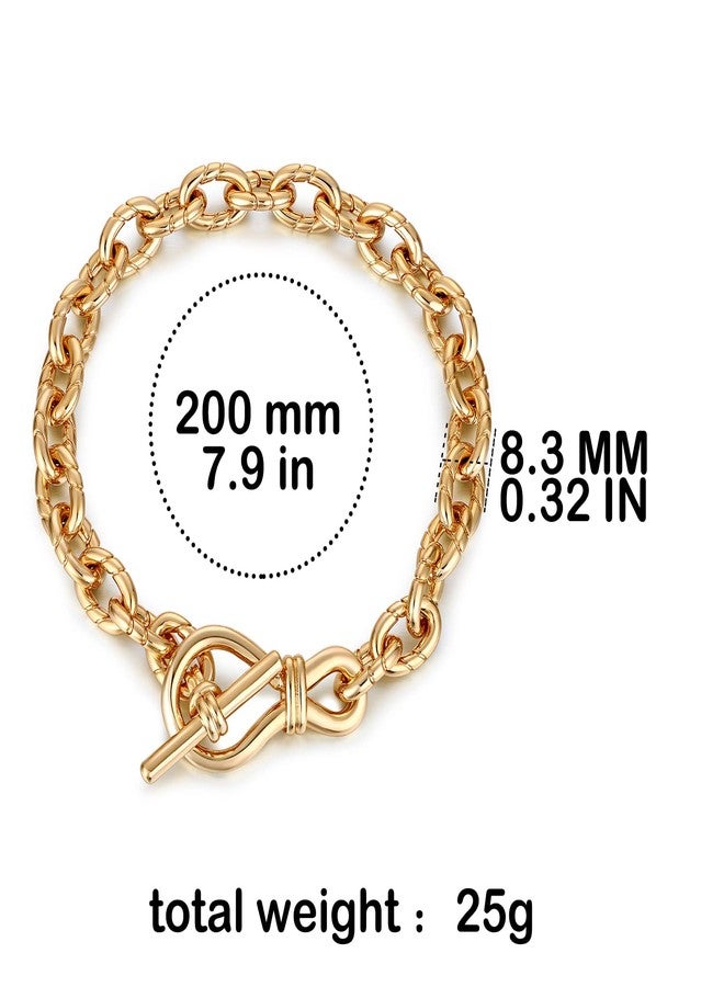 FRUMOS Dainty Layering Bracelets for Women 18 k Gold Plated Fashion Chunky Cuban Paperclip Link Chain Bracelets Jewelry for Women Girls Gift(Twisted thick Bracelets) - Image 2
