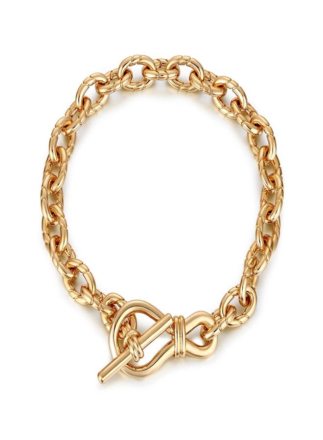 FRUMOS Dainty Layering Bracelets for Women 18 k Gold Plated Fashion Chunky Cuban Paperclip Link Chain Bracelets Jewelry for Women Girls Gift(Twisted thick Bracelets) - Image 1
