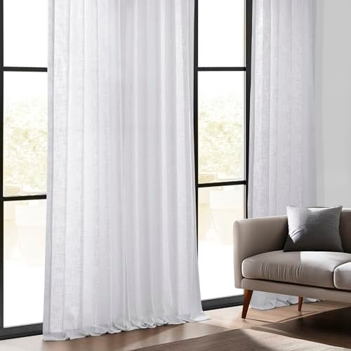HPD Half Price Drapes Grommet Heavy Linen Curtains for Living Room 50 X 96 (1 Panel), FHLCH-VET13191-96-GR, Rice White - Image 2