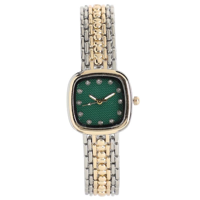 Haute Sauce Women's The Amuné Square Watch | Multicolour Stainless Steel Strap | Emerald Green Dial | One-Size | Foldover Closure | Quartz | Analogue | Wrist Belt Watch for Female and Girls - Image 1