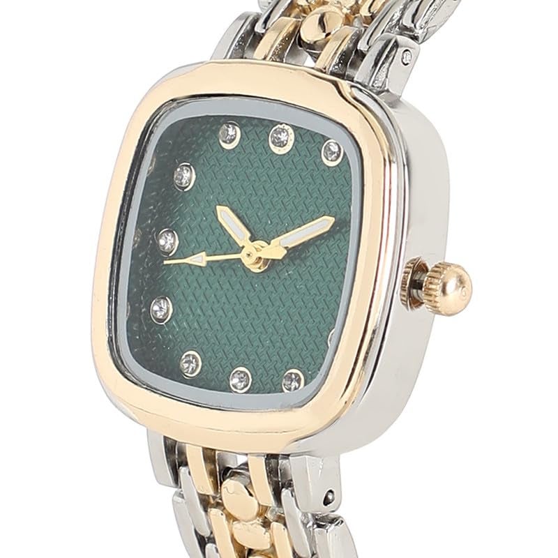 Haute Sauce Women's The Amuné Square Watch | Multicolour Stainless Steel Strap | Emerald Green Dial | One-Size | Foldover Closure | Quartz | Analogue | Wrist Belt Watch for Female and Girls - Image 5