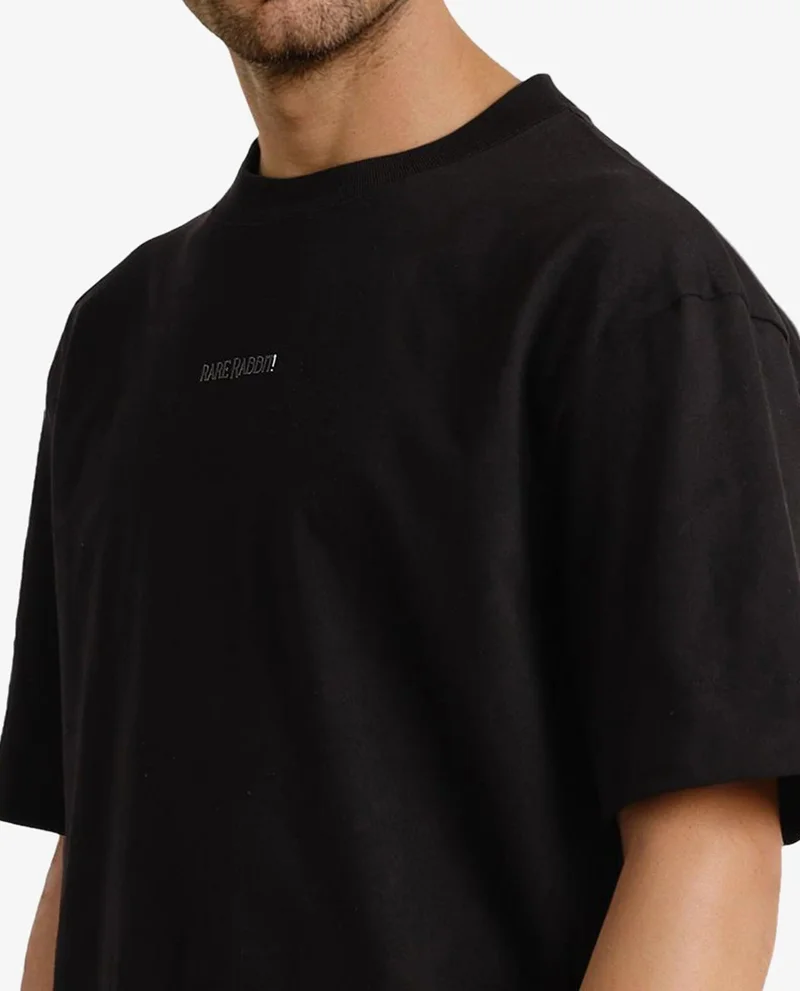 Rare Rabbit Men's Oversized Graphic Back Print T-Shirt