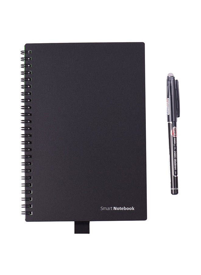NIBEMINENT Reusable Smart Notebook Hardcover With Erasable Pen Black  - Image 1