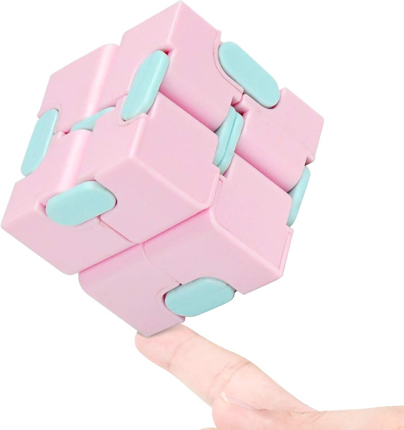 WUQID Infinitycube Fidget Toy Stress Relieving Fidgeting Game for Kids and Adults,Cute Pocket-Sized Unique Gadget for Anxiety Relief and Kill Time (Macaron Pink) - Image 1