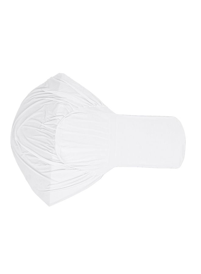 NIBEMINENT Pleated Solid Color Dining Chair Cover White 24x5x16centimeter - Image 1