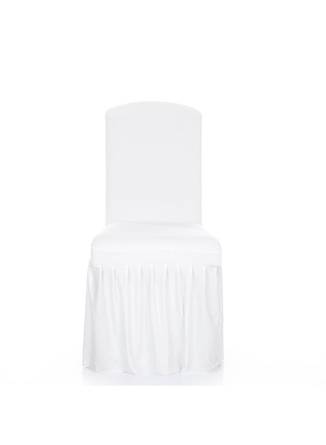 NIBEMINENT Pleated Solid Color Dining Chair Cover White 24x5x16centimeter - Image 2