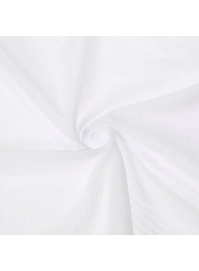 NIBEMINENT Pleated Solid Color Dining Chair Cover White 24x5x16centimeter - Image 3