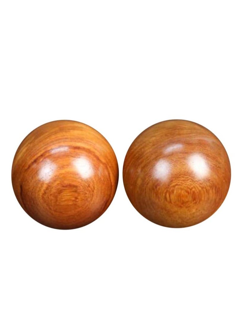 2 PCS Wooden Round Balls, Meditation Balls Qigong Massage Ball Hand Chinese Health Exercise for Relaxation Therapy 4CM - Image 1