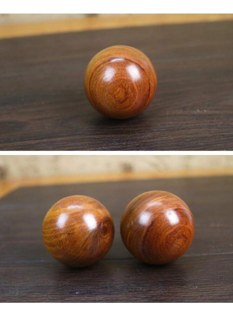 2 PCS Wooden Round Balls, Meditation Balls Qigong Massage Ball Hand Chinese Health Exercise for Relaxation Therapy 4CM - Image 2