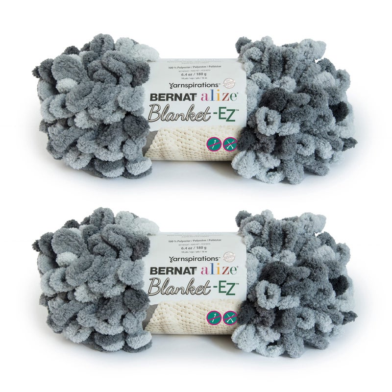 Bernat Alize Blanket-EZ Super Soft Looped Yarn for Beginners, Hand Knitting- No Needles or Hooks Needed, Slate Grays, 2 Pack - Image 5