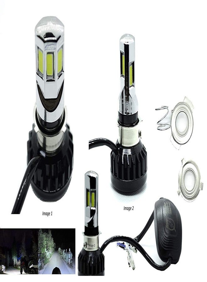 A2D 12V / 25W M6 Full Cobe H4 / HS1 Mi-6 Ultra Bright Bike LED Headlight Bulb KIT 6000K High-Low Beam-White Compatible for Bajaj Pulsar 150 DTS-i - Image 1