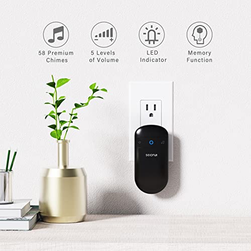 SECRUI Wireless Doorbell, SECRUI Door bell Over 1000ft Coverage with 2 Plug-In Receivers, 1 Waterproof Push button, 52 Chimes, 110dB loud Sound Colorful LED Flash - Image 2